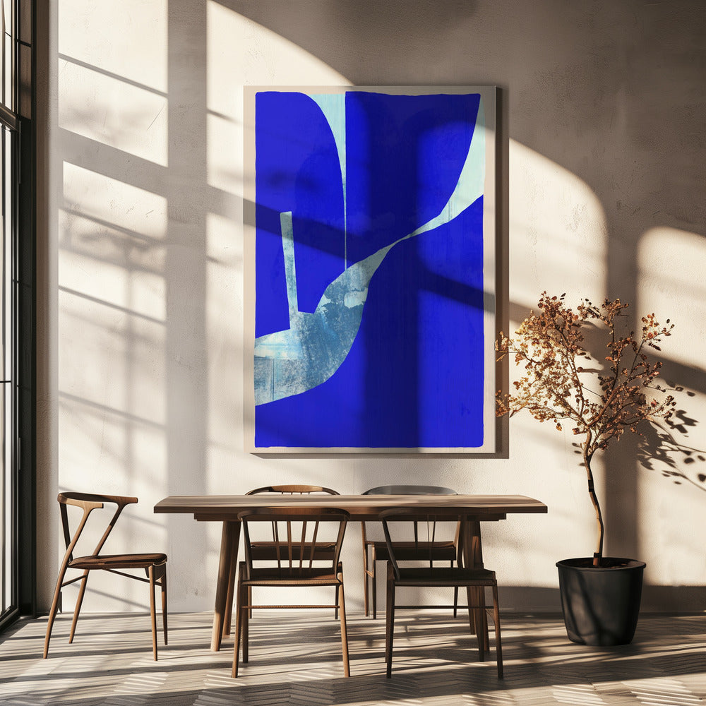 Blue Background With A Dynamic White Curve | Canvas