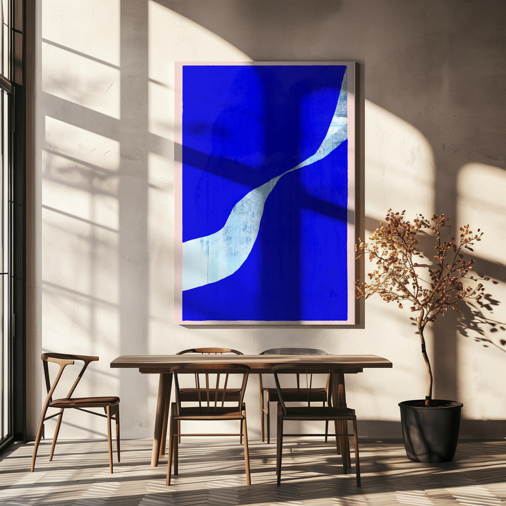 Blue Background With A Dynamic White Curve | Canvas