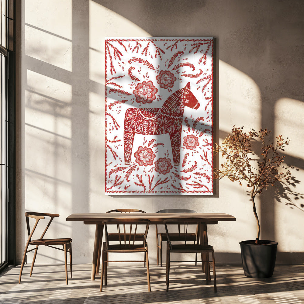 Swedish Dala Horse Red And White | Canvas