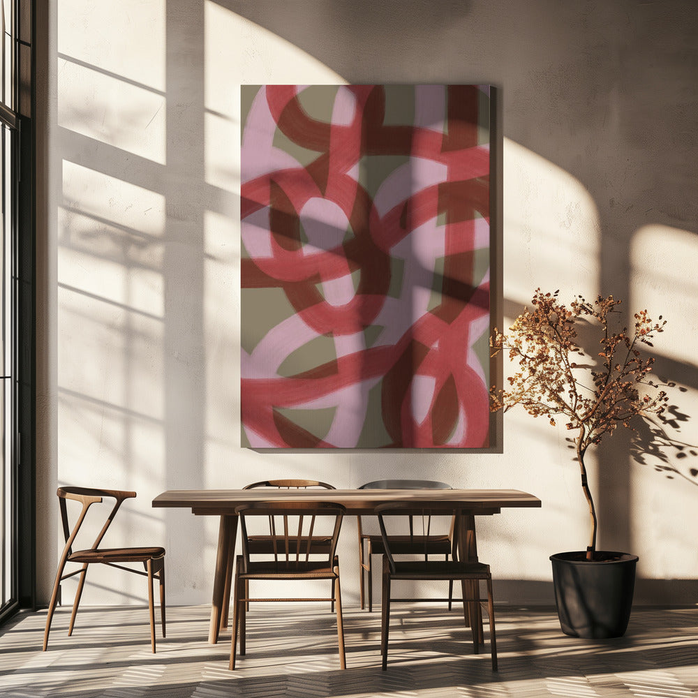 Intertwined Red and Pink Loops | Canvas