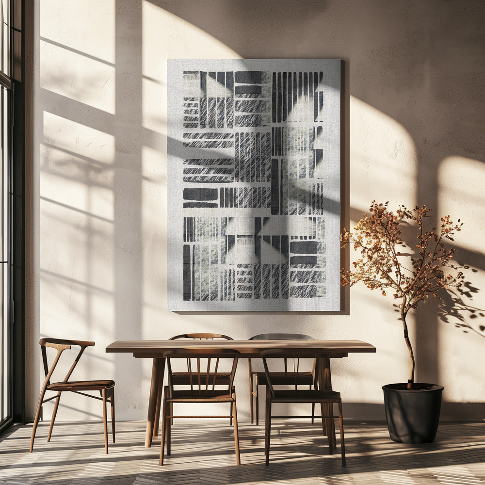 Geometric Patterns With Textured Monochrome Lines | Canvas