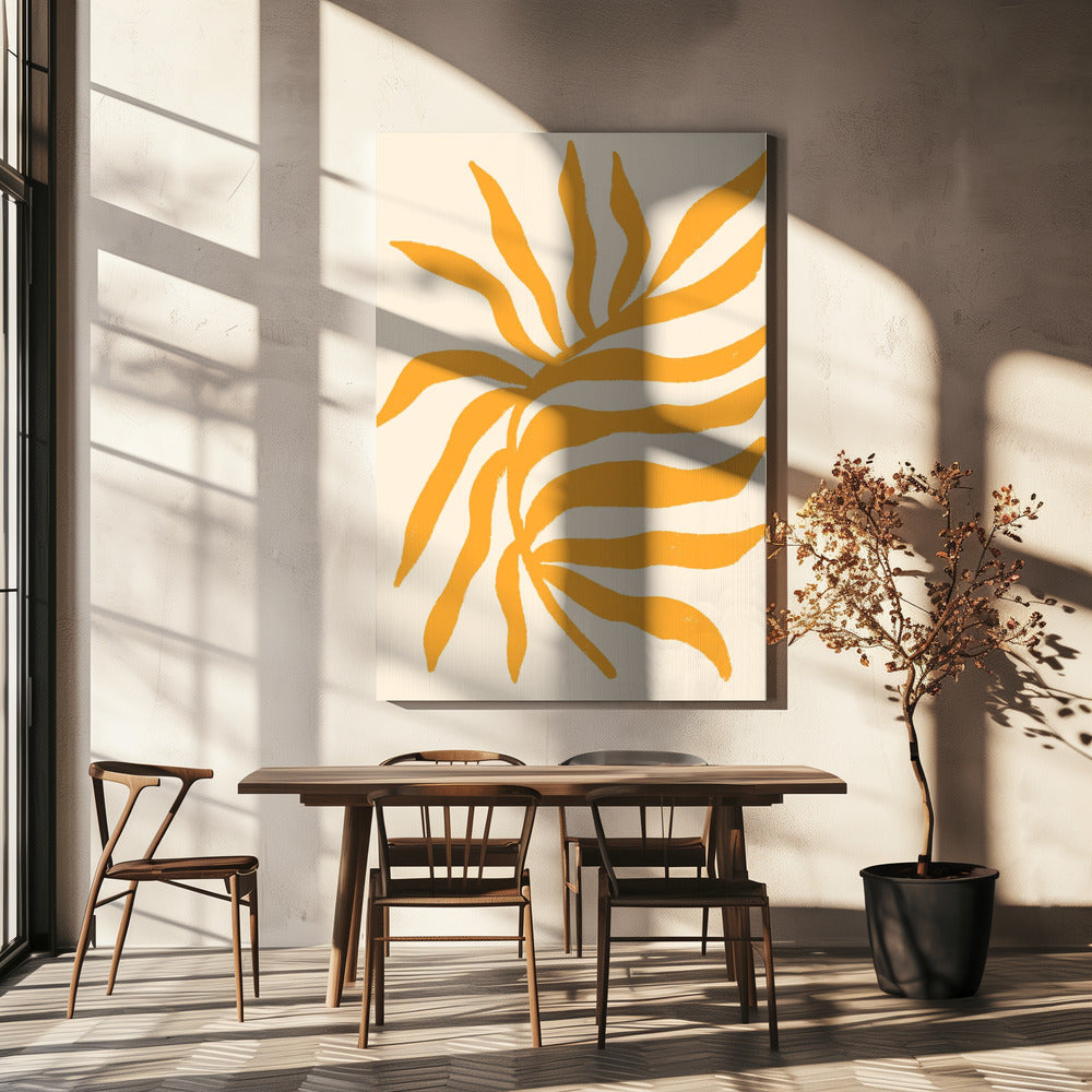Yellow Silhouette Textured Branch | Canvas