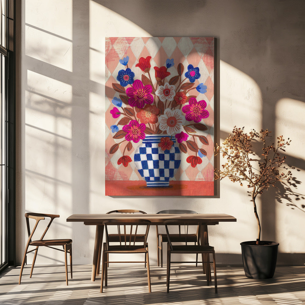 Vase Flowers Brights &amp; Blues | Canvas