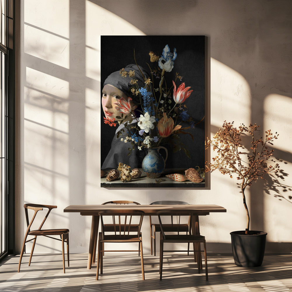 Girl With a Pearl Earring -  Behind a Wan Li Vase Edition | Canvas