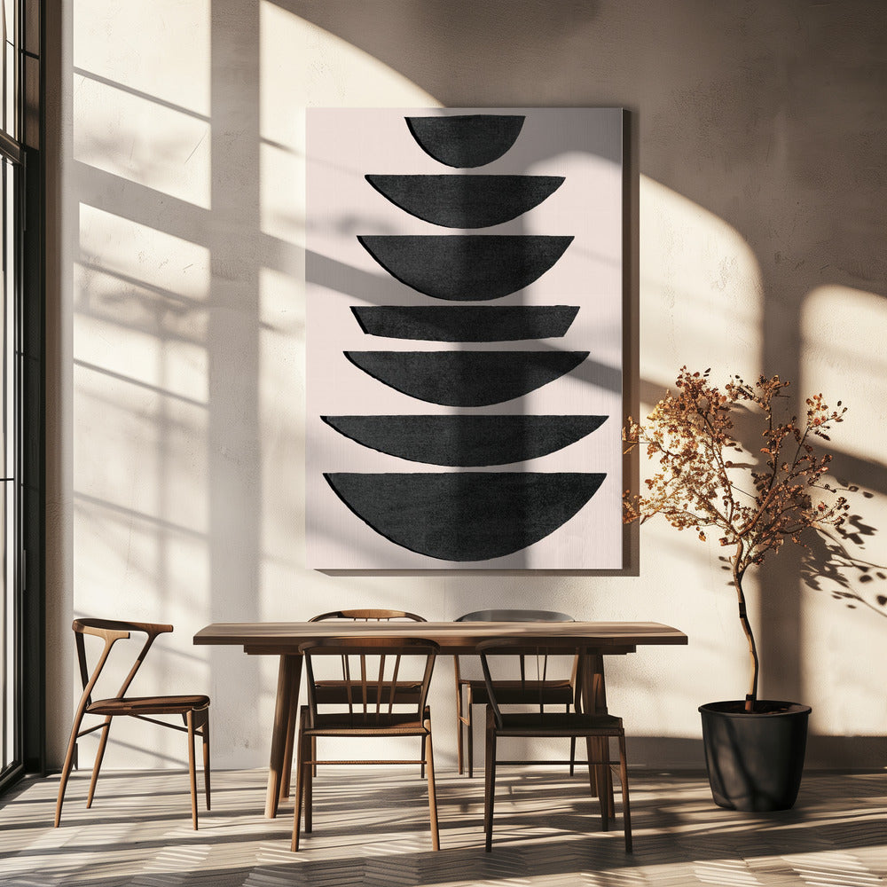 Stacked Black Semi Circles | Canvas