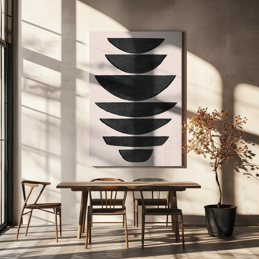 Stacked Black Semi Circles | Canvas