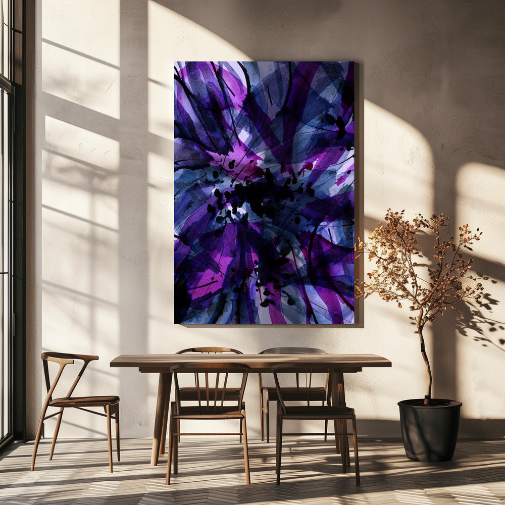 Dynamic Purple And Black Brushstrokes | Canvas