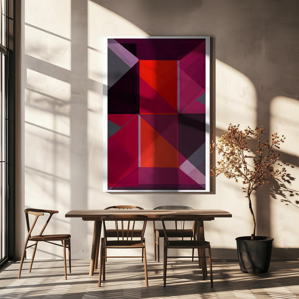 Geometric Composition With Bold Red And Purple Hues | Canvas