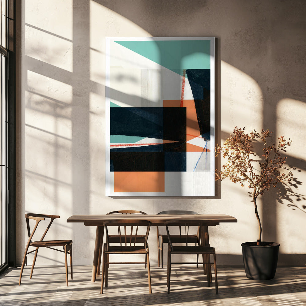 Geometric Shapes In Muted Teal | Canvas