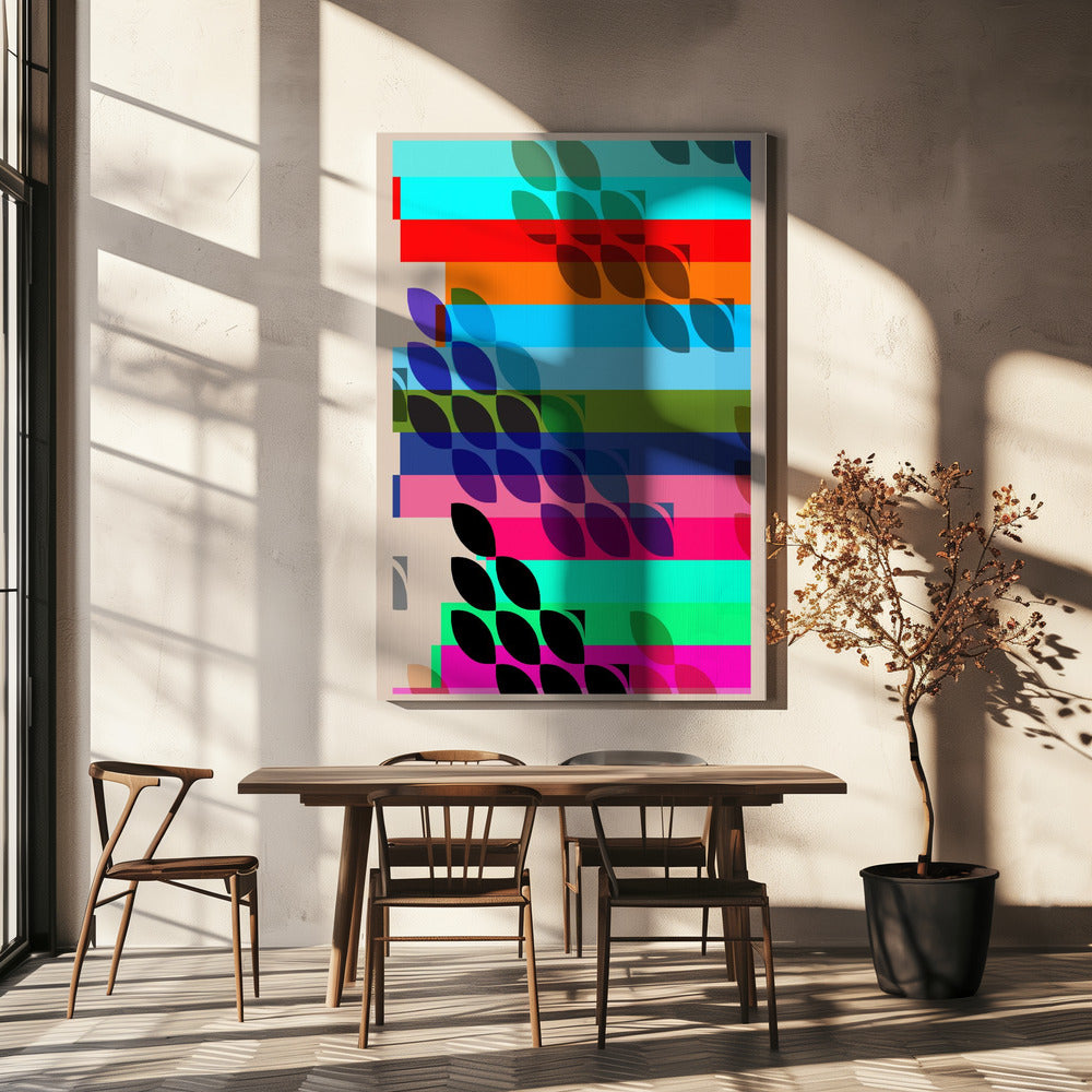Vibrant Geometric Shapes And Leaf Patterns | Canvas