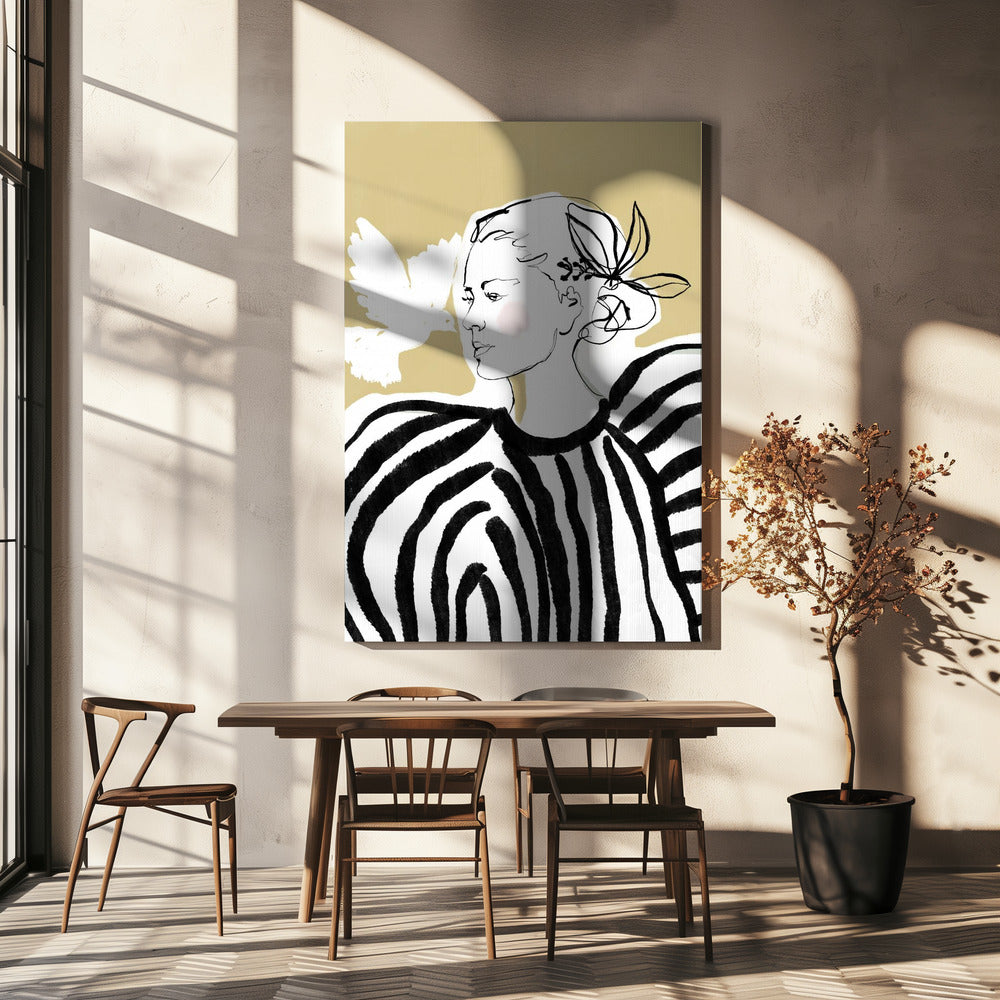 Woman Profile with a Zebra Stripe Pattern | Canvas