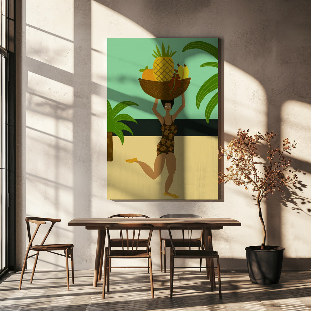 Tropical fruit at the beach | Canvas