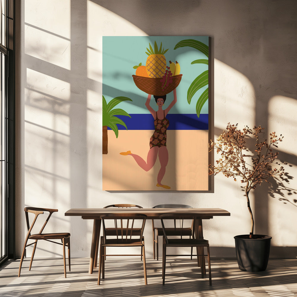 Tropical fruit at the beach | Canvas