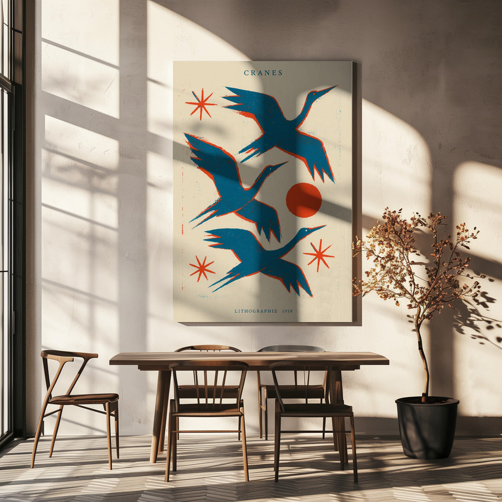Cranes lithographie | Canvas