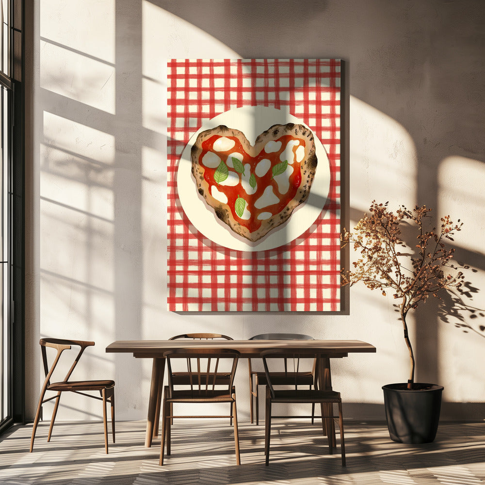 Pizza Heart checked | Canvas