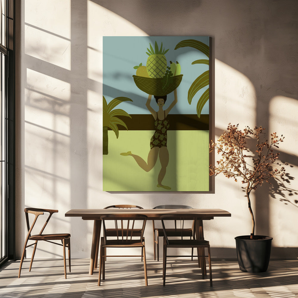 Tropical fruit at the beach | Canvas