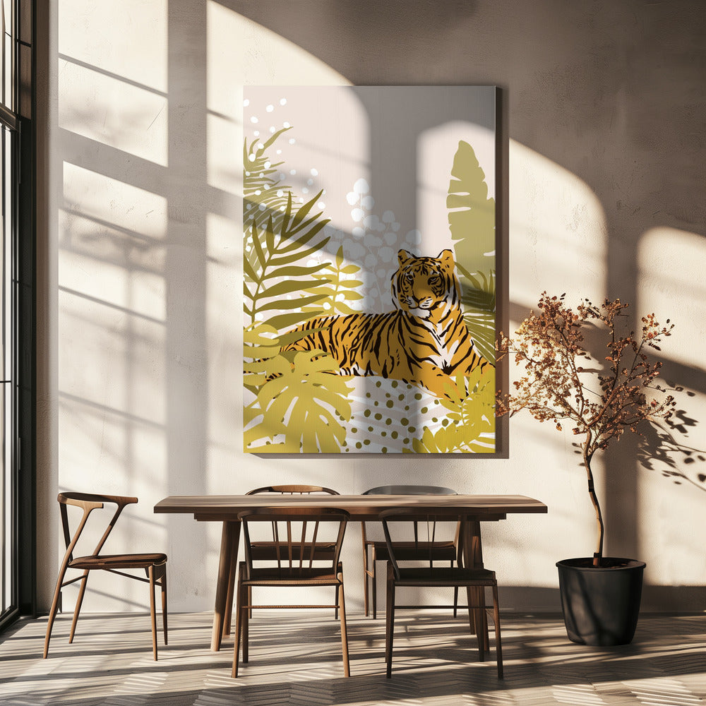 Tiger Laying Down By Cats and Dotz  30 X 42 Inches | Canvas