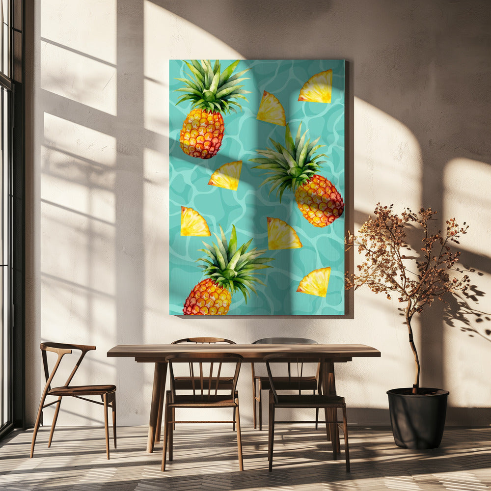 Exotic Pineapple &amp; Slices Aesthetic Pattern - Tropical Summer watercolor | Canvas