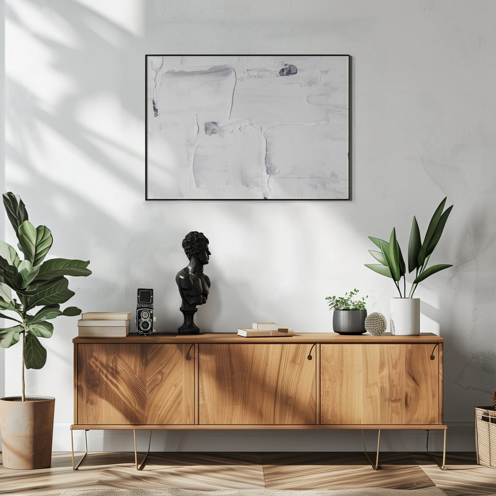 Textured White Canvas with Subtle Shades of Gray and Black | Poster