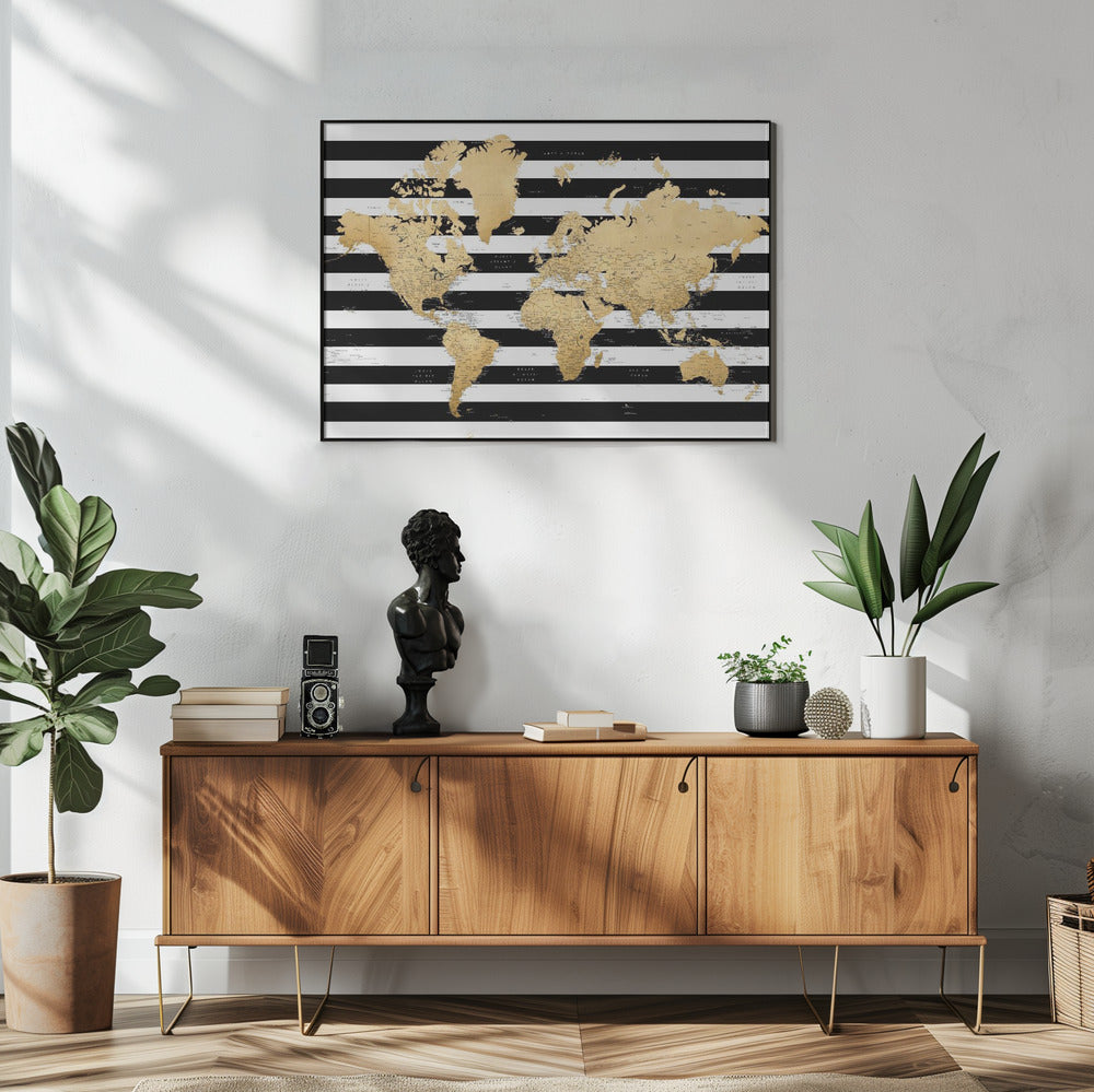 Detailed world map with cities, Harper | Poster