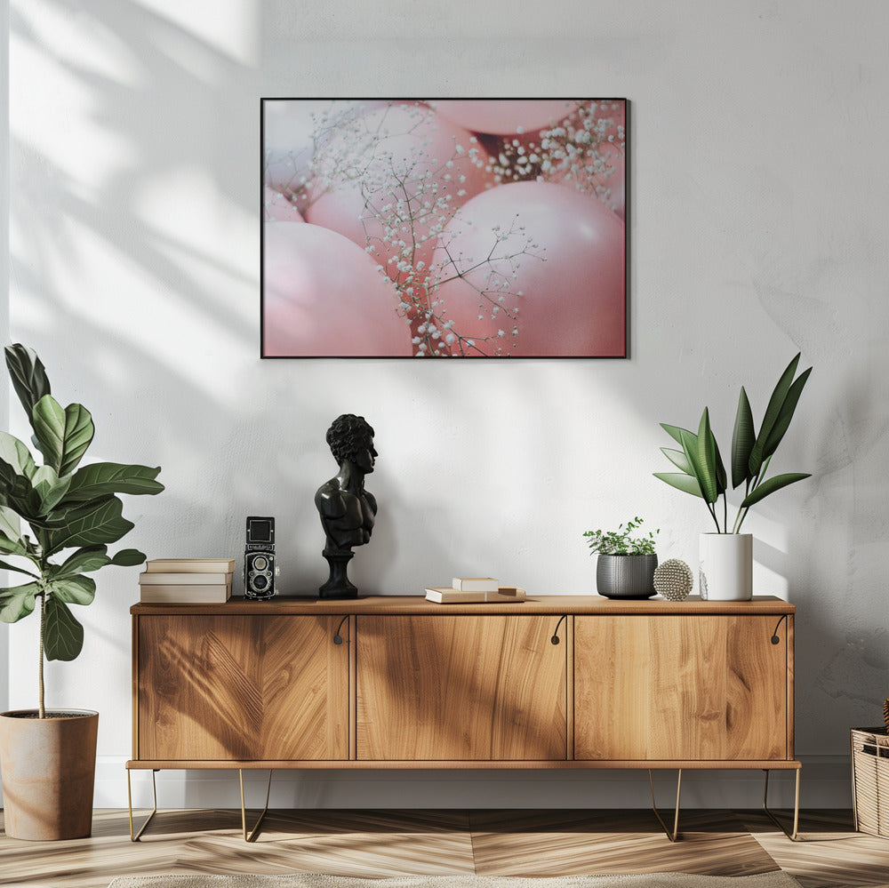 Pink Balloons with Flower | Poster