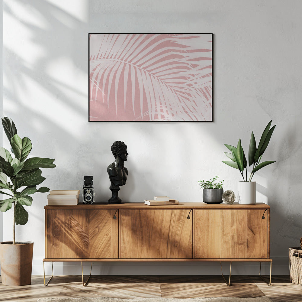 Palm Leaves On Pink Silhouette IV | Poster