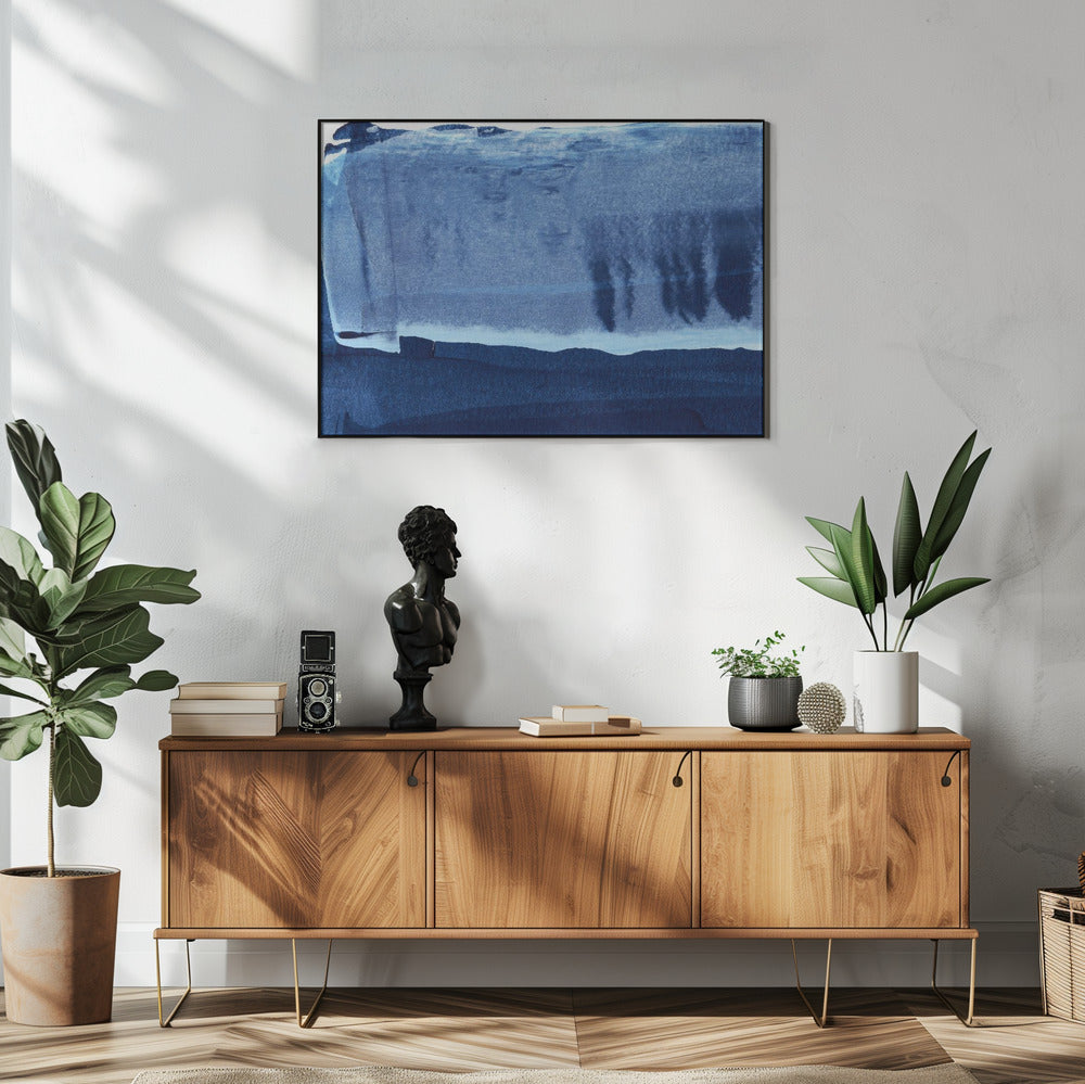 Blue Texture Flowing Vertical Lines | Poster