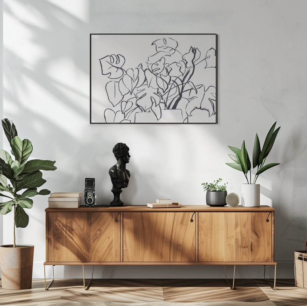 Black and White Monstera Large | Poster