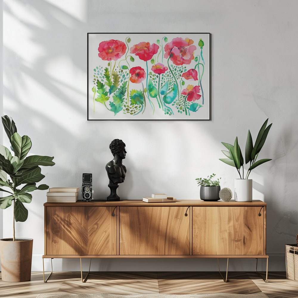 Red Spring Poppies Meadow | Poster
