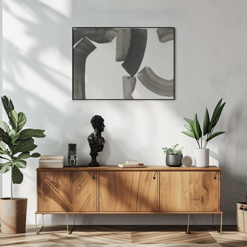 Monochrome Abstract Black Shapes 1 | Poster