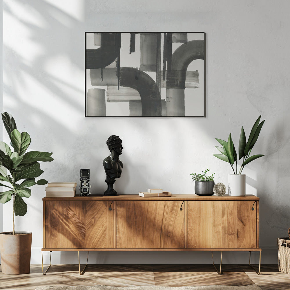 Monochrome Abstract Black Shapes 2 | Poster