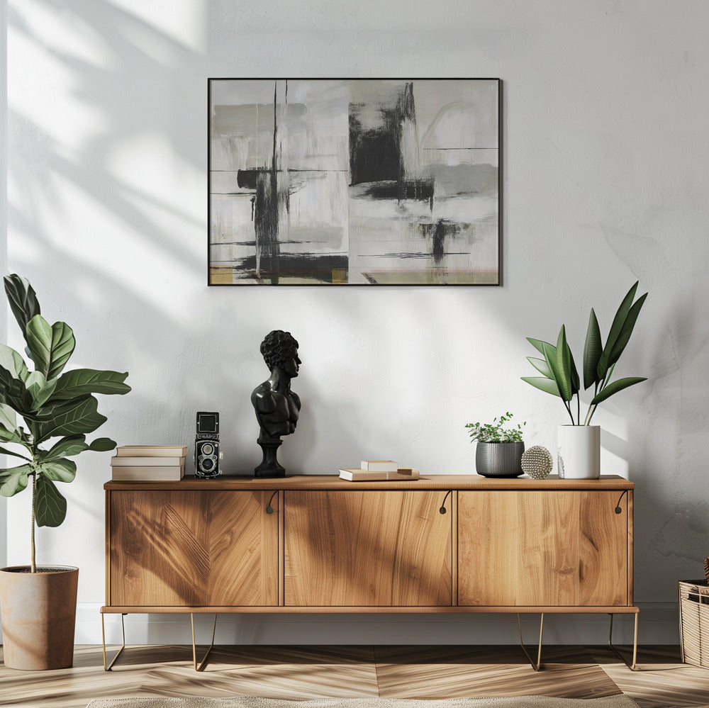 Present Future Black and White Abstract Textures 1 | Poster