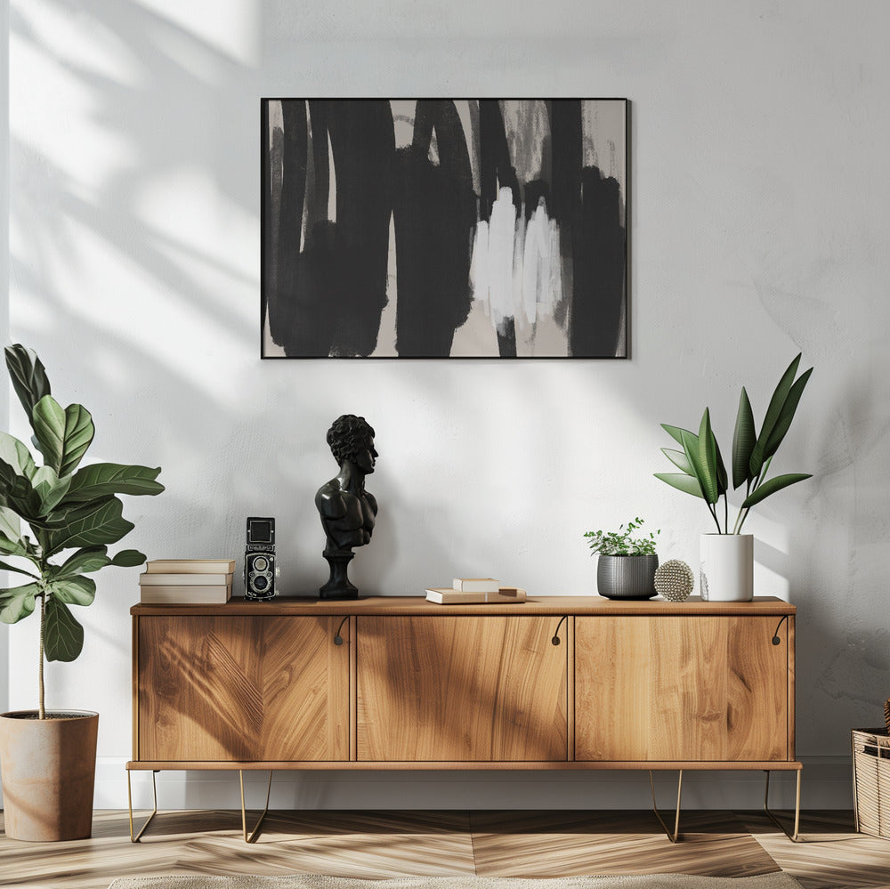 Expressive Black and White Brushstrokes | Poster