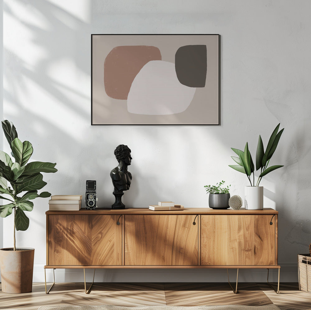 Geometric Shapes in Brown White and Black | Poster