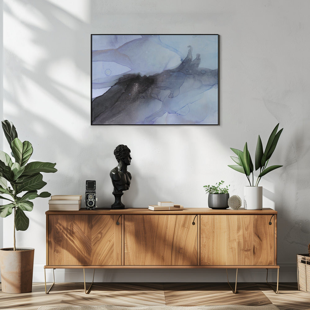 Fluid Blue and Black Ink Textures | Poster