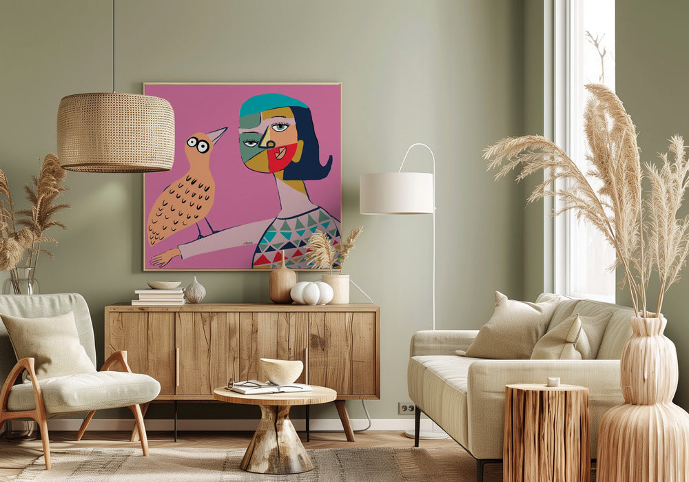 Lady with bird | Canvas