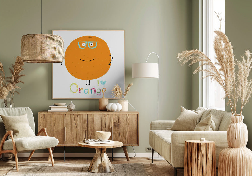 I Love Orange! Cute Orange Holding a Love Heart. | Canvas