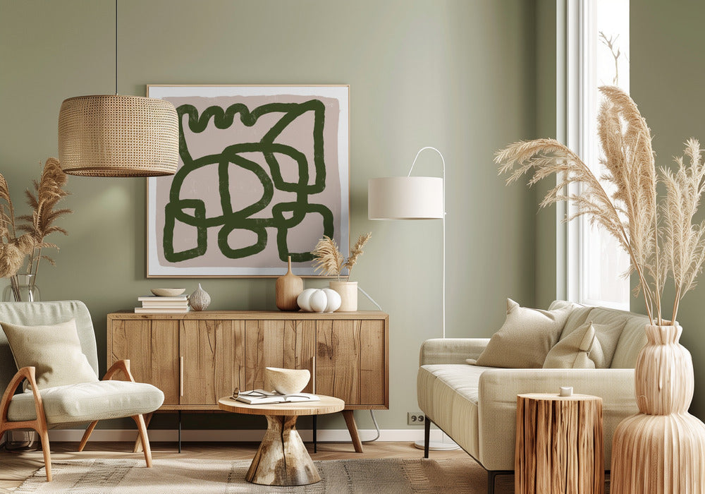 Line drawing green | Canvas