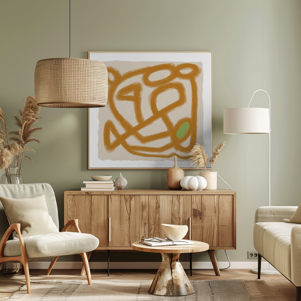 Tan Scribble 3 | Canvas