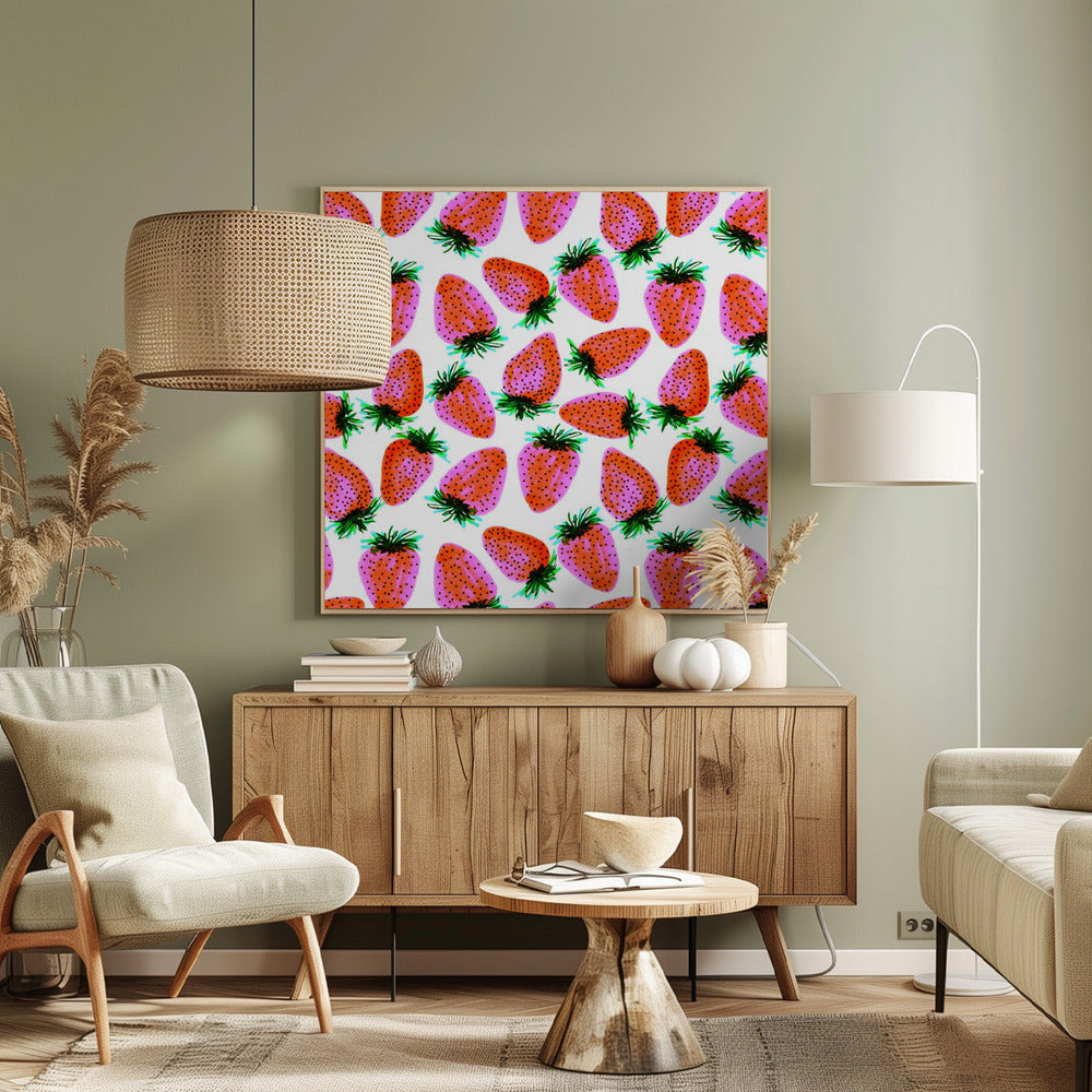 Lavender Red Strawberries Fruit | Canvas