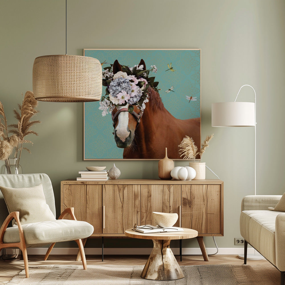 Spring Flower Bonnet On Horse | Canvas