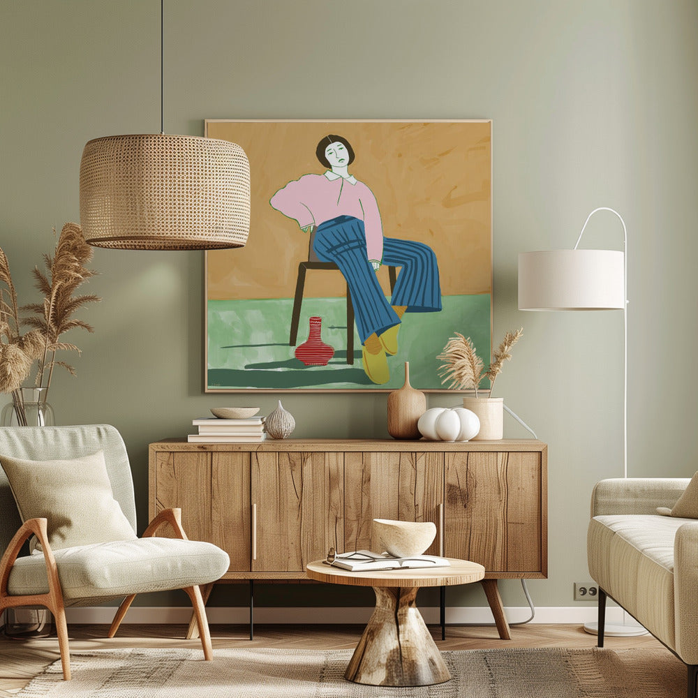 Lady Sitting with her vase | Canvas