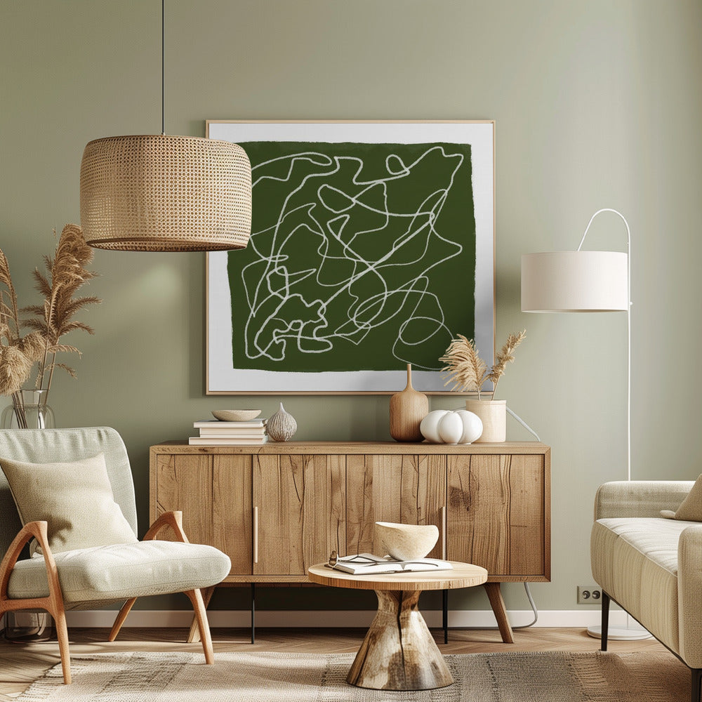 Green Scribble Lines | Canvas