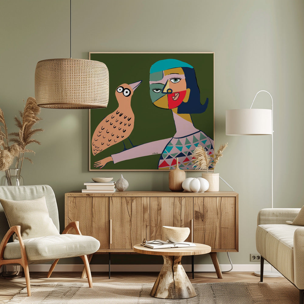 Lady with bird | Canvas