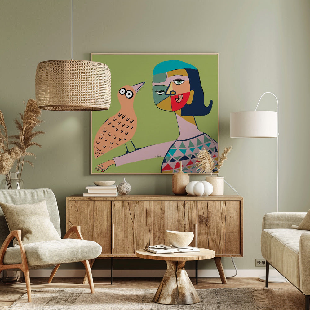 Lady with bird | Canvas