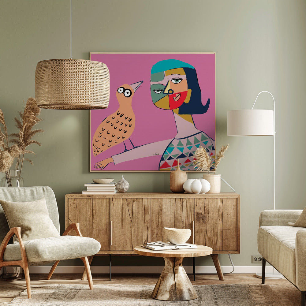 Lady with bird | Canvas