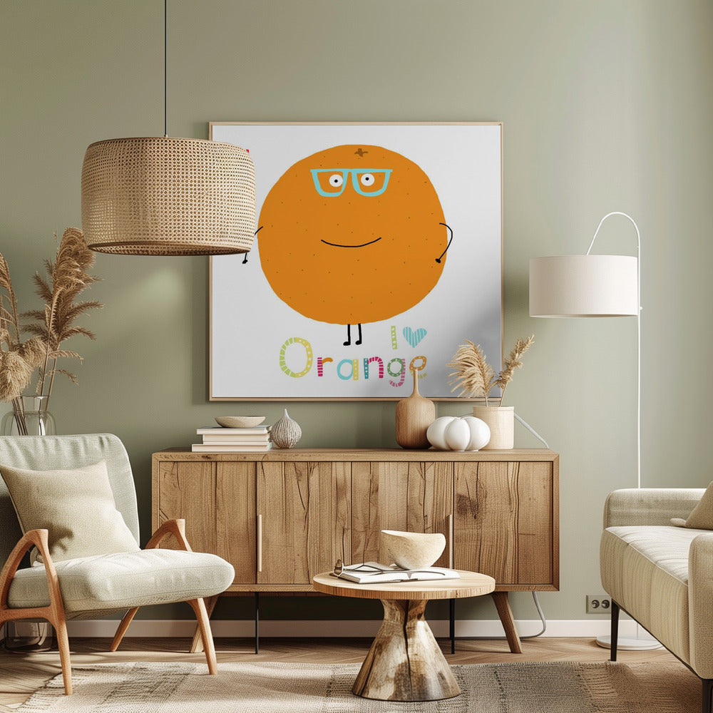 I Love Orange! Cute Orange Holding a Love Heart. | Canvas