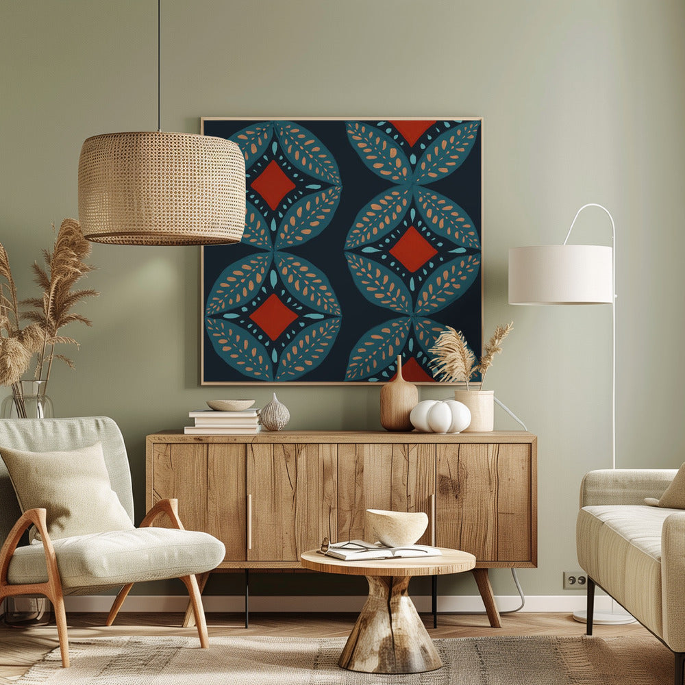 Geometric Leaves Modern Medallion Mosaic | Canvas