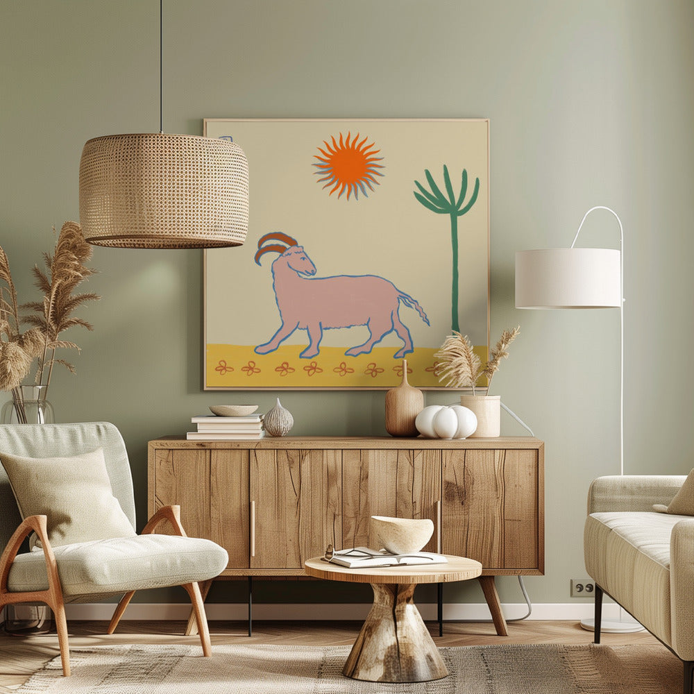 Stylized Pink Goat | Canvas