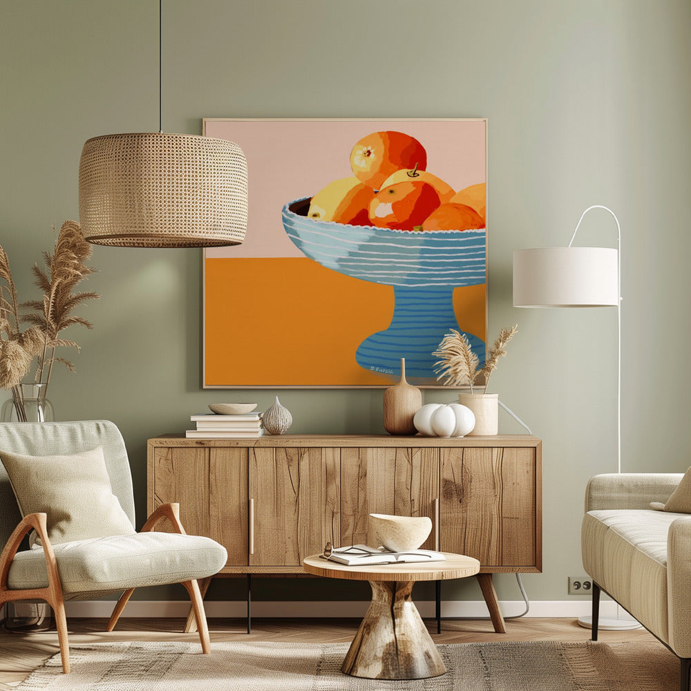 Blue fruit bowl bright | Canvas